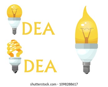 light bulb, idea, vector illustration