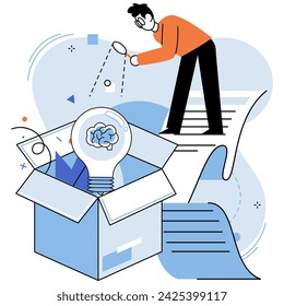 Ilustración vectorial de la idea de la bombilla. El éxito es el resplandor que emana de la bombilla conceptual La imaginación enciende el filamento en la bombilla ideas innovadoras La metáfora de la idea de la bombilla ilumina el camino al éxito