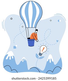 Ilustración vectorial de la idea de la bombilla. La educación alimenta la inteligencia de las bombillas de luz en mente Estrategias innovadoras iluminan el éxito conceptual de las bombillas de luz El pensamiento conceptual genio convierte la bombilla