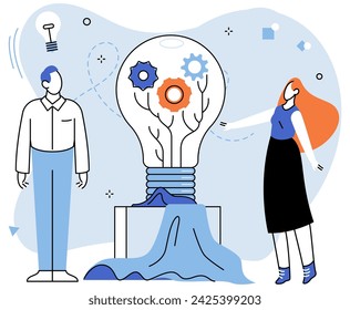 Light bulb idea vector illustration. Efficient education turns bulb intelligence in mind Innovation is spark lights up conceptual light bulb Creative solutions emerge from glow light bulb idea