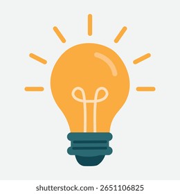 Light Bulb Idea Vector - Vector illustration of a glowing light bulb, perfect for representing ideas, innovation, creativity, solutions, and inspiration