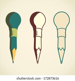 Light bulb idea vector with a pencil