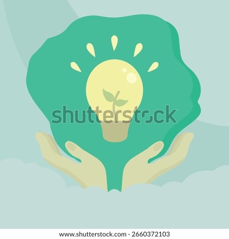light bulb idea vintage logo vector minimalist illustration design, light hand idea symbol design