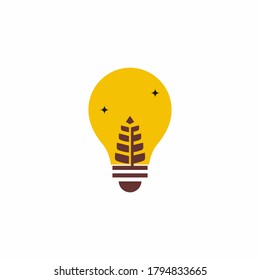 Light bulb idea with wheat vector icon template. Corporate icon such as icon type. Creative light bulb  vector. Vector illustration.