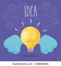 light bulb idea with wings