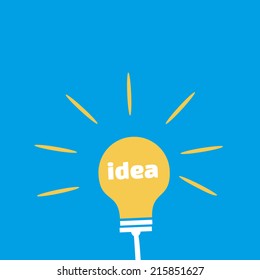 Light Bulb with Idea Word. Flat Icon. Vector Illustration