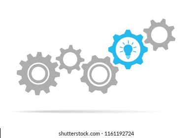 light bulb idea working gears vector illustration EPS10