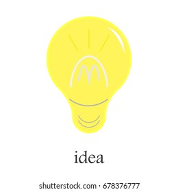 light bulb with idea, yellow.