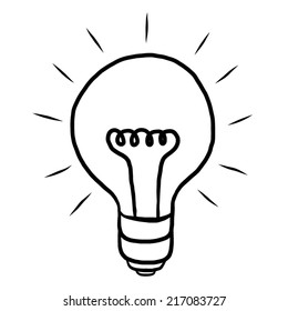 light bulb, ideas / cartoon vector and illustration, black and white, hand drawn, sketch style, isolated on white background.