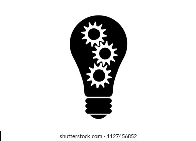 Light bulb with ideas gears.