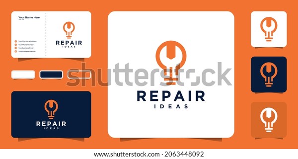 light bulb ideas and repair logo designs and\
business cards