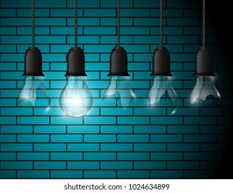Light bulb illuminated, realistic vector illustration. stylish Light bulb conceptual digital idea design background, Light bulb banner