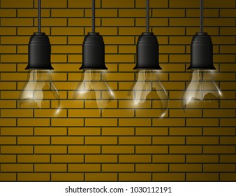 Light bulb illuminated, realistic vector illustration. stylish Light bulb conceptual digital idea design background,