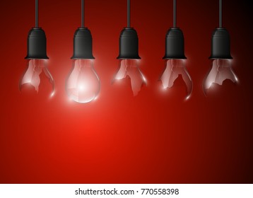 Light bulb illuminated, realistic vector illustration. stylish Light bulb conceptual digital idea design background, Light bulb banner