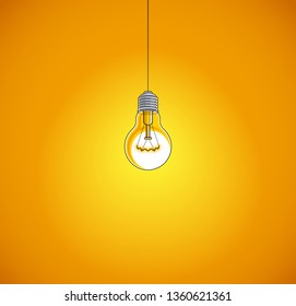 Light bulb illuminates background, creative layout with copy space for text, beautiful vector illustration.