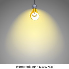 Light bulb illuminates background, creative layout with copy space for text, beautiful vector illustration.