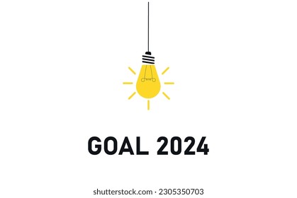  Light bulb illuminating 2024 new year goal. 2024 annual plan idea concept. business creativity new idea discovery innovation technology.