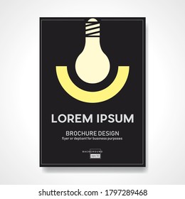 Light bulb illuminating a dark room. Innovation concept. Retro vector background and illustration. Abstract design template for brochures, flyers, magazine, business card, book cover, poster.
