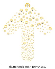 Light Bulb illustration done in the group of upwards way arrow. Up pointing arrow composition constructed from light bulb symbols.