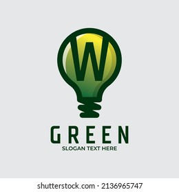 Light bulb illustration with letter W logo design, bulb ideas icon design Intelligence Logo template