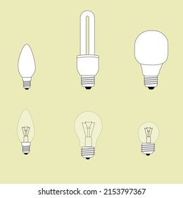 light bulb illustration set lamp vector
