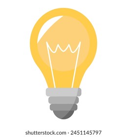 Light bulb illustration. Yellow lamp icon. Electricity power vector symbol isolated. Colored idea creative pictogram in cartoon style.