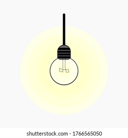 Light bulb illustrationdesign, icon vector, lighting electric lamp, shine,  isolated on white backgroun.