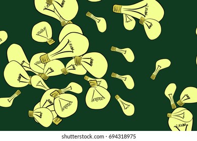 The light bulb illustrations background abstract, hand drawn. Cartoon style vector graphic.