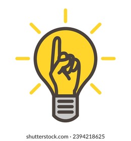 Light bulb and index finger showing point [Vector illustration]