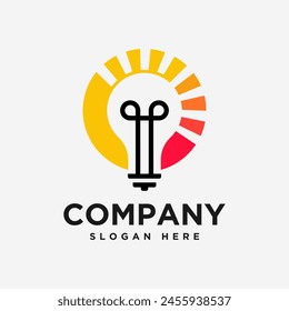 light bulb and indicator logo icon and vector