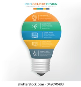 Light bulb info graphic design. Clean vector.