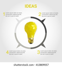 Light Bulb Infographic Design Polygonal Style. Low Poly
