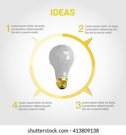 Light Bulb Infographic Design Polygonal Style. Low Poly