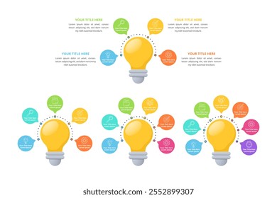 Light Bulb Infographic Elements with Multiple Step for Business Presentation, Poster, Banner and Booklet.
