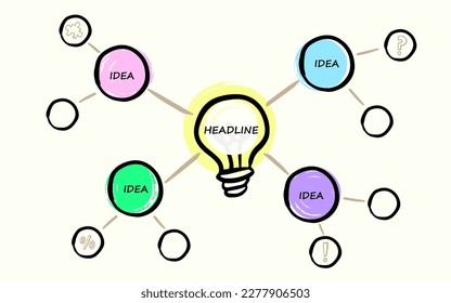 Light Bulb Infographic Mind Map Vector