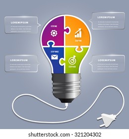 Light bulb infographic .Teamwork concept design.