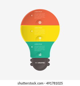 Light bulb infographic template with 3 steps