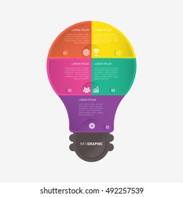 Light bulb infographic template with 5 steps