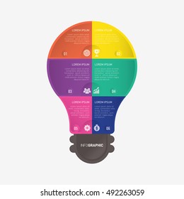 Light bulb infographic template with 6 steps