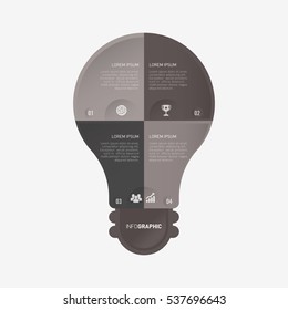 Light bulb infographic template black with 4 steps