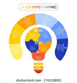 Light bulb  infographics number options template design vector. 