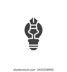 Glühbirne mit Tintenstift-Vektor-Icon. Gefülltes flaches Schild für mobiles Konzept und Webdesign. Symbol für die Ideenimplementierung. Symbol, Logo-Darstellung. Vektorgrafik