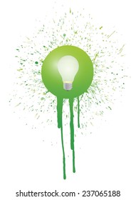 light bulb and ink splatter illustration design over a white background