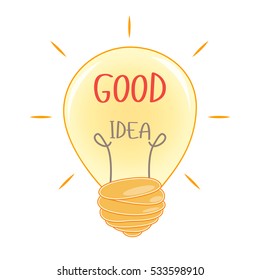 Light Bulb With An Inscription Good Idea. Vector Illustration