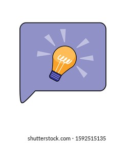 Light bulb inside communication bubble design, Message discussion conversation talk and technology Vector illustration