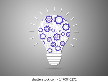Light bulb inside gear. Strategy idea symbol icon. Logo design. Creative solutions concept. Vector illustration for your design.