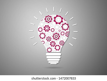 Light bulb inside gear. Strategy idea symbol icon. Logo design. Creative solutions concept. Vector illustration for your design.