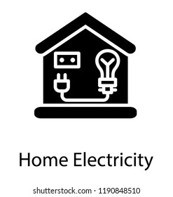 Light bulb inside hut shape home showing home electricity 