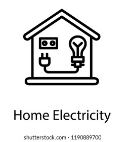 Light bulb inside hut shape home showing home electricity 