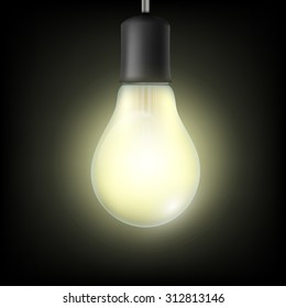 Light bulb isolated on a black background. Stock vector image.